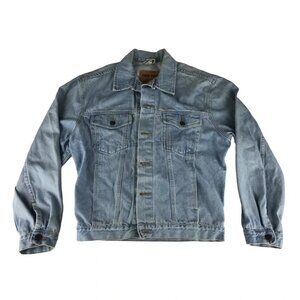 Faded Glory Womens Blue Long Sleeve Collared Denim Jean Trucker Jacket‎ Size M